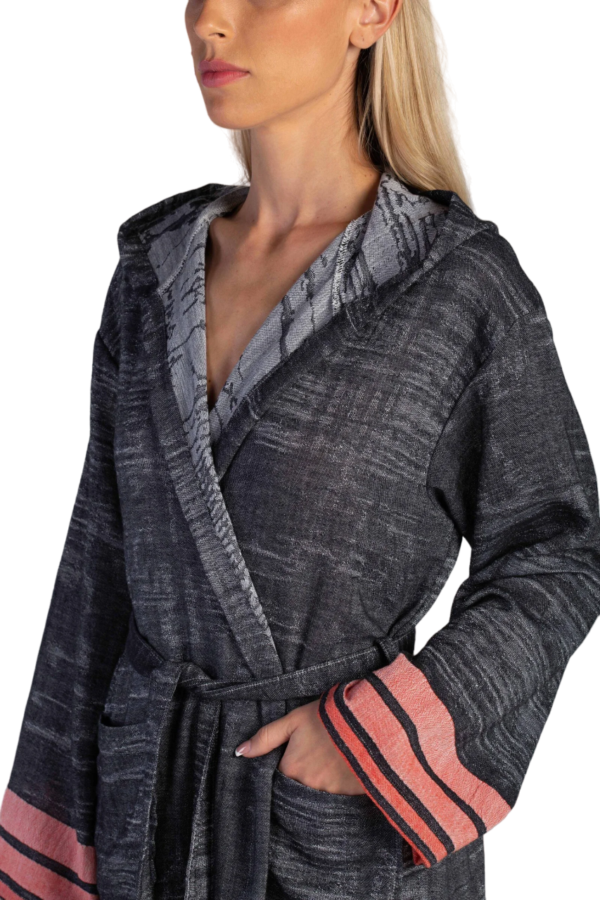 Oltu Hooded Cotton Bath Robe, Nightwear, Dressing Gown – Bild 3