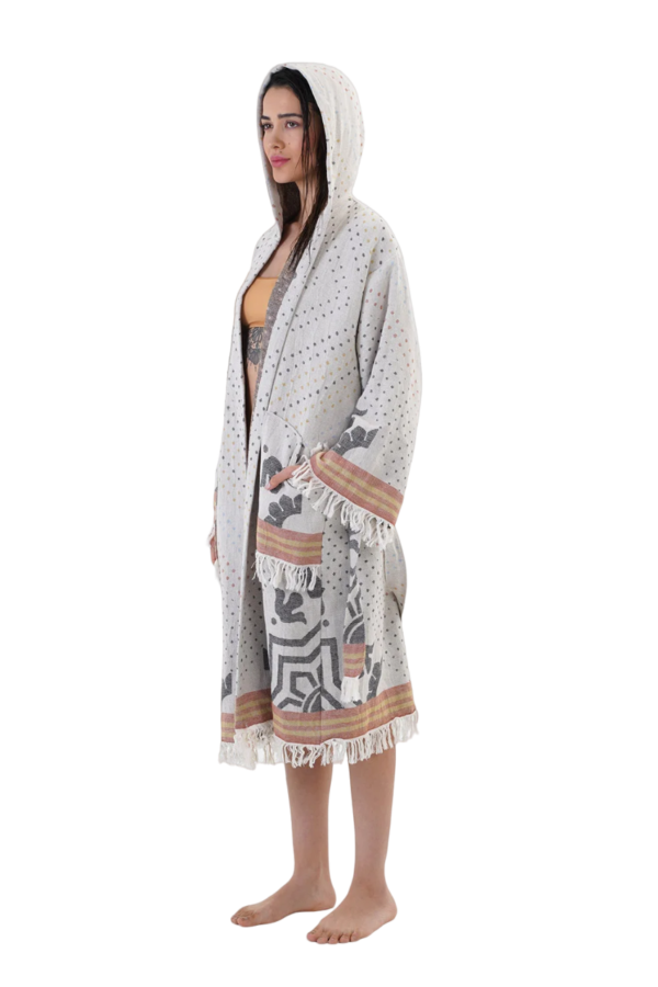 Halikarnas Hooded Cotton Bath Robe, Nightwear, Dressing Gown – Image 3