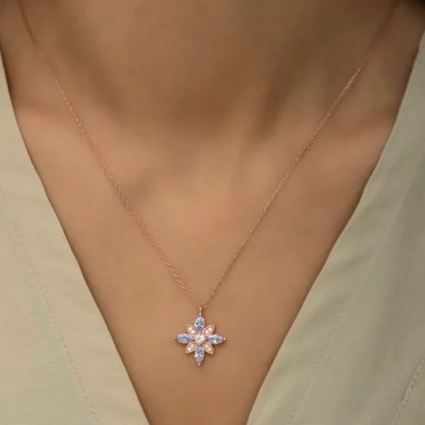 925k Elegant Rose Gold Lilac Hope Flower Women Necklace – Image 2