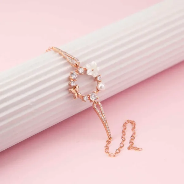 925k Feminine Women’s Bracelet With Rose Gold Pearl Magnolia