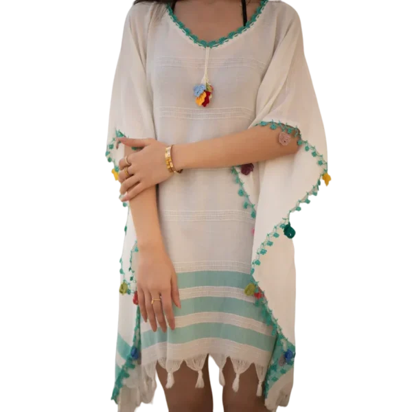 Women Summer Swimwear Beachwear Bikini Beach Cover Up Handmade Shirt Tunic Dress - immagine 3