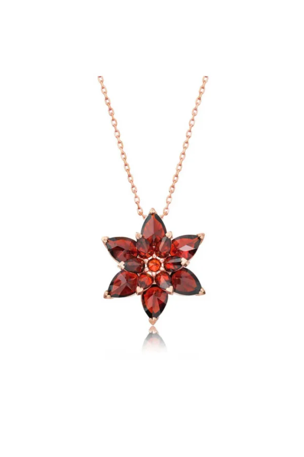 Red Lotus Pendant Necklace Charm Rose Gold Chain Flower Dainty Women’s Jewelry - Image 3